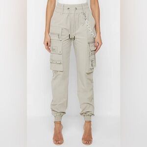 Maniere De Voir Light Beige Cargo Joggers